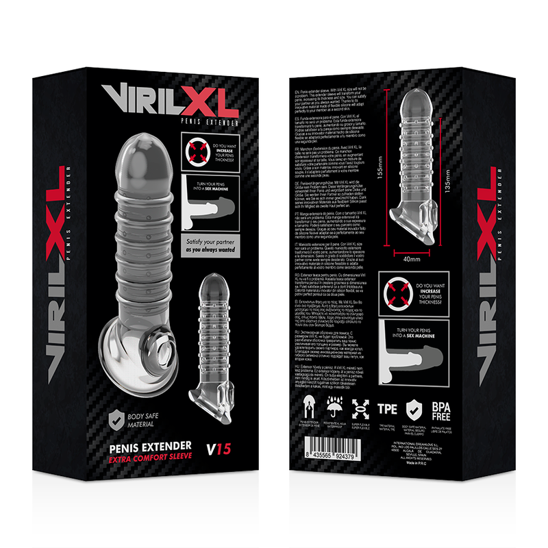 VIRILXL - EXTENSION Y FUNDA DE PENE V15 TRANSPARENTE