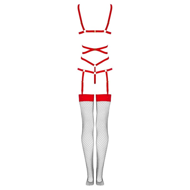LIVCO CORSETTI FASHION - THIARA LC 20213 SET BODY + MEDIAS ROJA S/M
